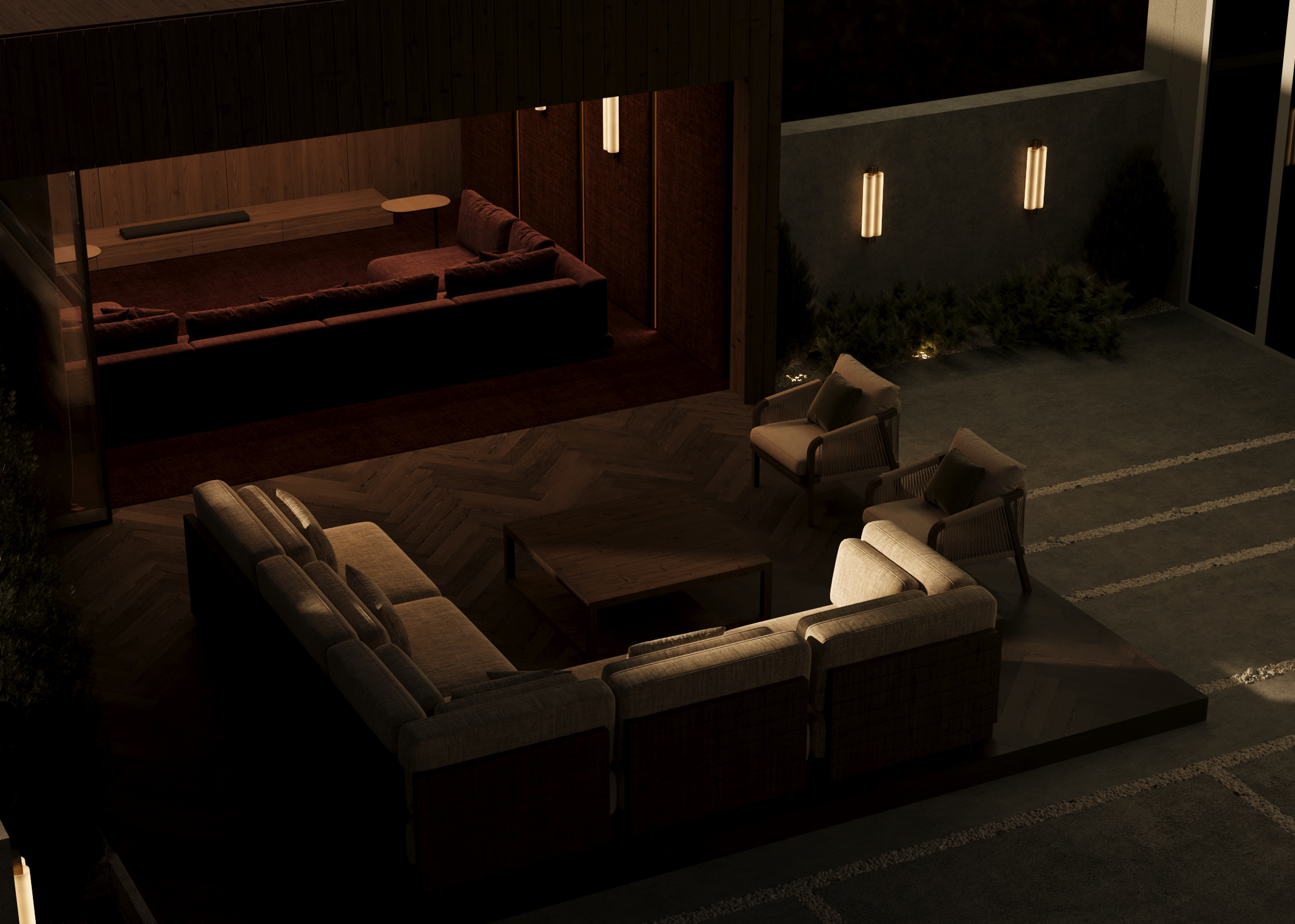 Warm lounge seating — entertaining friends