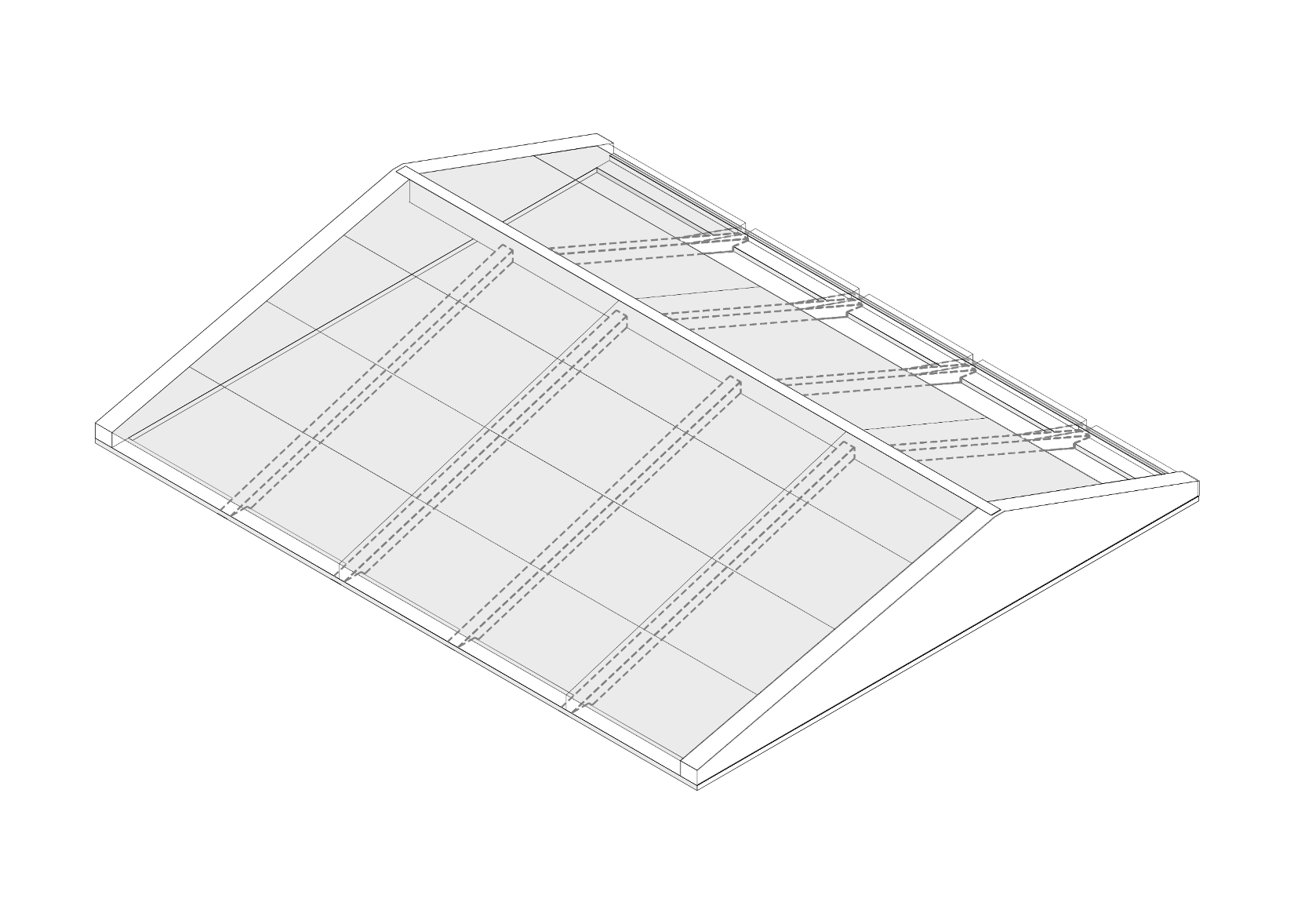 Technical drawing of the insulated roof-panel system