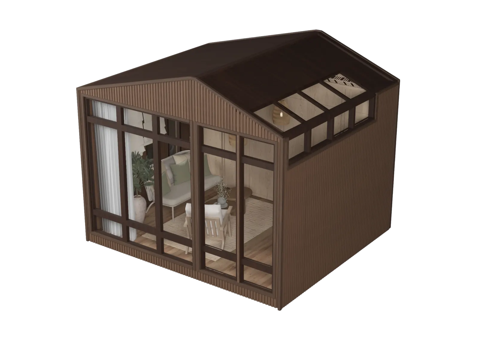Exterior preview of a dual pitch custom pod