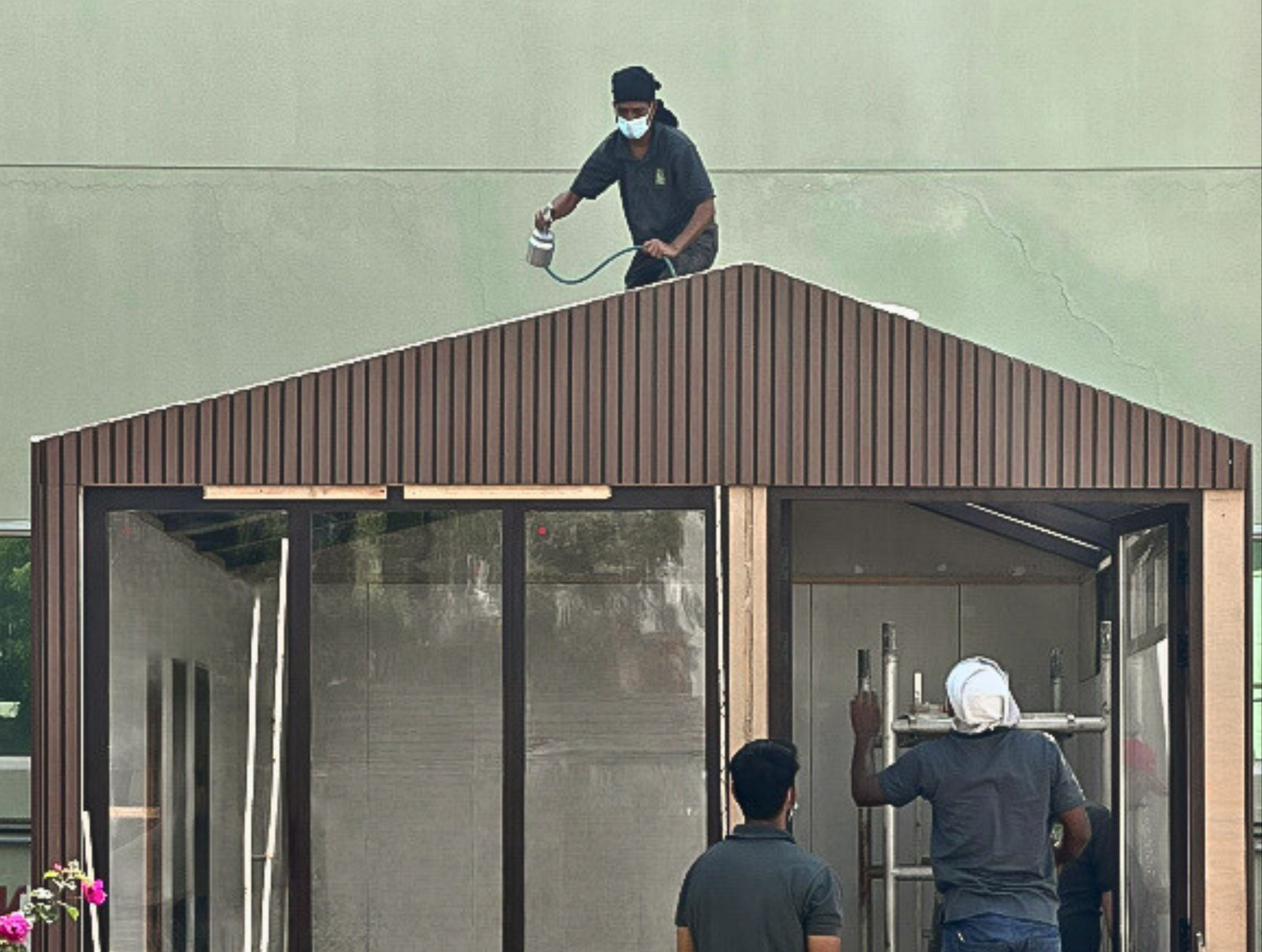 Modern modular house under construction