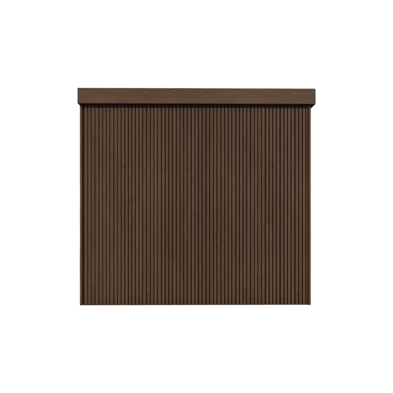 Blank side elevation of a timber-clad Watchman Pod security cabin in Dubai